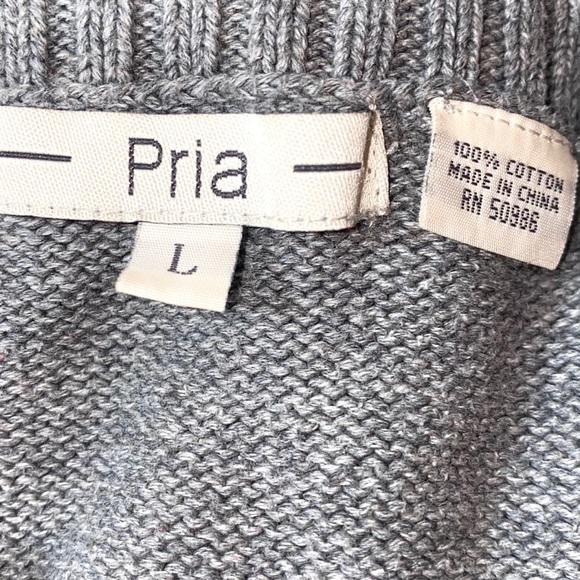 Pria sz L gray cowl neck long sleeve pullover long sleeve midweight knit sweater - Picture 11 of 11